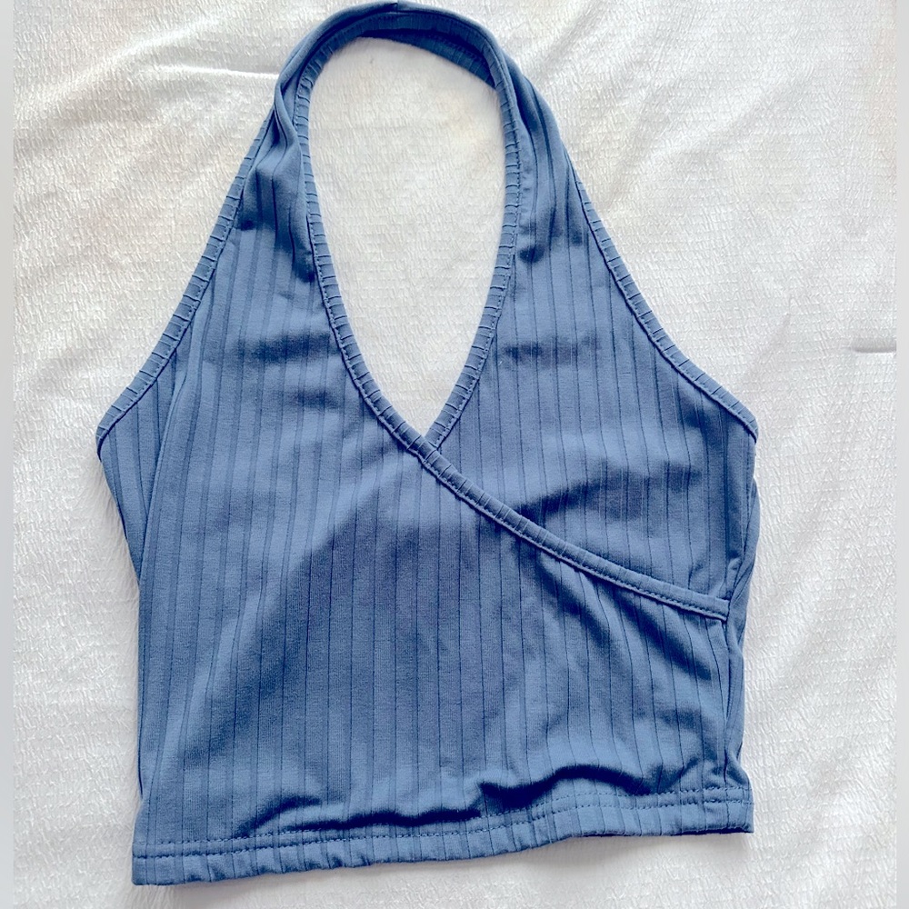 Ocean blue halter top cropped